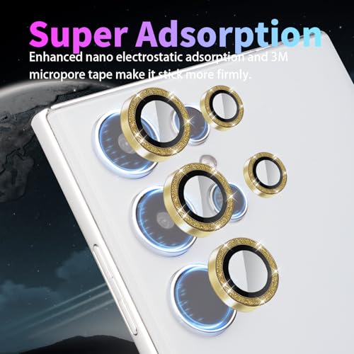 Camera Lens Protector for Samsung Galaxy S25 Ultra, Glitter Gold - color: Glitter Gold