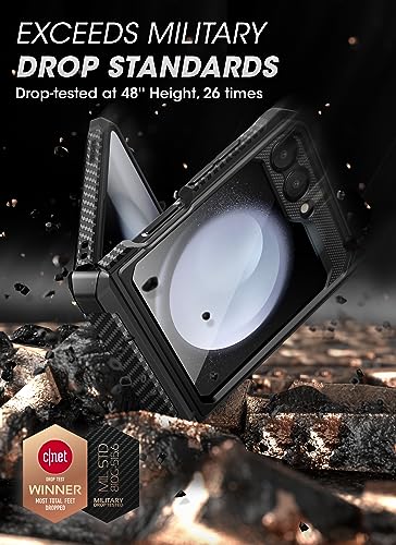 SUPCASE for Samsung Galaxy Z Flip5 5G Case with Kicktand, Black | Detachable Belt-Clip, Hinge Protection, Front Screen Protector, Full Body Military-Grade Phone Cover, Unicorn Beetle Pro