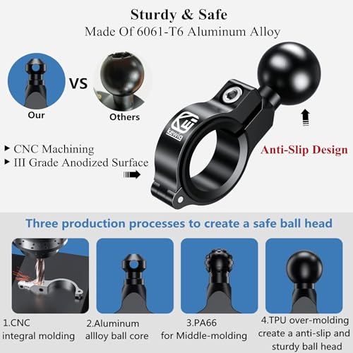 BRCOVAN 2 Pack, Aluminum Alloy Handlebar Mount Base with 1'' TPU Ball - style: R3-Set of 2