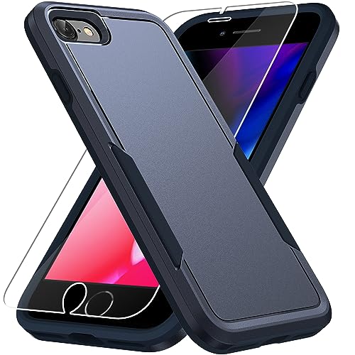 for iPhone SE Case 2022(3rd)/2020(2nd)/iPhone 7/8 Case, with Screen Protector,[Military Grade Drop Tested] Heavy-Duty Tough Rugged Shockproof Protective Phone Case, Blue - color: Blue