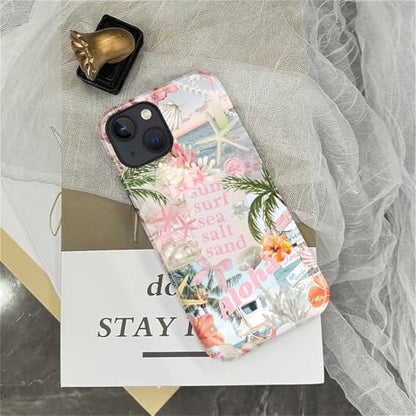 Case for iPhone 15 Plus, Cute Phone Case, Aloha Summer Collage | Hybrid 2-Layer Phone Cover，Military-Grade Protection Durable Shockproof Anti-Scratch Cases - color: Pink Aloha Summer Collage, size: Iphone 15 Plus