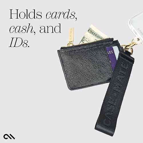 Case-Mate Phone Charm with Detachable Keychain Wallet (Card Holder) - Black | Detachable Anti-Theft Phone Strap -Hands-Free iPhone Wrist Strap for Women -Keychain Wristlet Wallet for Galaxy, Pixel & More - color: Black w/Wallet