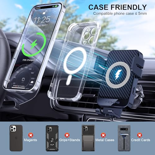 Wireless Car Charger 15W Fast Charging Auto-Clamping Air Vent Phone Mount - color: Royal blue