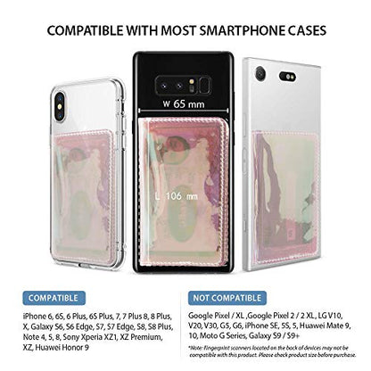 CheapSunday ID Card Holder for Back of Phone Leather Phone Wallet Stick On with Stand Flip Waterproof Leather Adhesive Wallet for Most Cellphones (Clear Rosegold) - color: Clear Rosegold