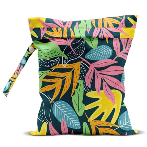 Palm Leaf Wet Dry Bags for Diaper Waterproof Swimsuit Washable Reusable Bag for Beach Diapers Dirty Yoga Gym Clothes Plant Gifts for Women Men Friend - color: Leaf4