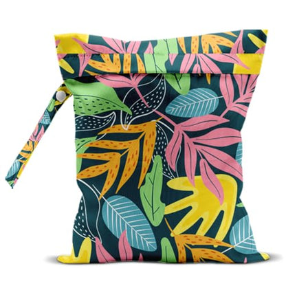 Palm Leaf Wet Dry Bags for Diaper Waterproof Swimsuit Washable Reusable Bag for Beach Diapers Dirty Yoga Gym Clothes Plant Gifts for Women Men Friend - color: Leaf4