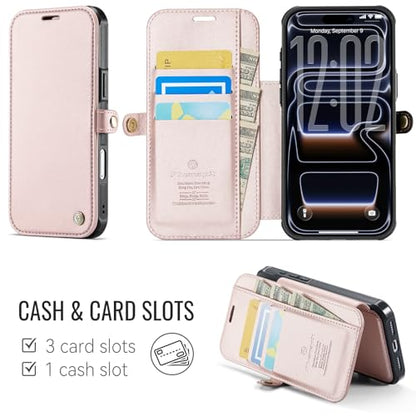 for iPhone 17 Pro Case Wallet Compatible with Magsafe, Rose Gold - color: Rose Gold, size: iPhone 17 Pro - 6.3"