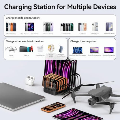 288W 8-Port GaN Charging Station with Dividers for iPhone 18 Pro/Duo