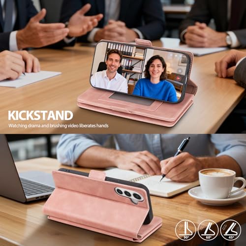 Compatible with Samsung Galaxy S26 Plus Case Wallet with Card Holder [9 Card Slot] Women Men,RFID Blocking Luxury PU Leather Phone Case Flip Protector Cover Credit Card Slot Kickstand,Pink - color: Pink, size: Samsung Galaxy S26 Plus - 6.7"