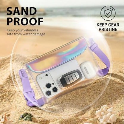 IP68 Waterproof Phone Pouch Case Three-Layer Seal for iPhone 17 16 Pro Max/15/14, IP68 Travel Cellphone Dry Bag Beach Cruise Ship Essential Fanny Pack with Crossbody Lanyard, Iridescent - color: B9- Iridescent Fanny Pack