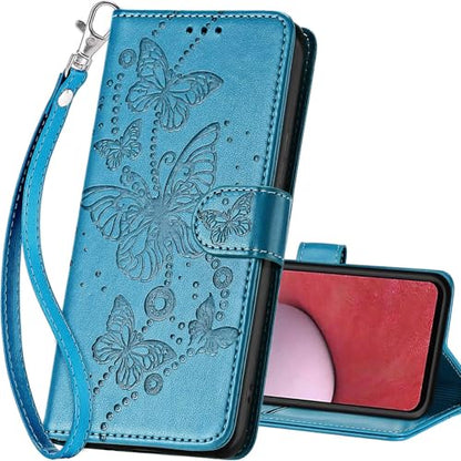 for Samsung Galaxy A14 5G Wallet case, Blue-Butterfly | 3 Card Holders, Kickstand, Shockproof TPU Shell, PU Leather, Magnetic Closure, Protective Flip Folio Cover, Women - color: 8