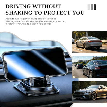 360 Degree Rotation Dashboard Phone Holder for Car, Car Phone Mount, Non-Slip Dashboard Navigation Bracket with One-Hand Operation, Automotive Dash Cell Phones Mount for Most Vehicles