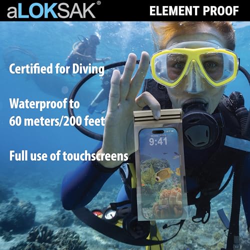 LOKSAK - aLOKSAK Waterproof Cellphone Dry Bags - Airtight Underwater Phone Pouch - Touch Screen Compatible - Diving Certified - size: 9 x 6 inch - 2 Pack