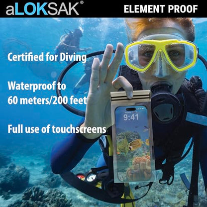LOKSAK - aLOKSAK Waterproof Cellphone Dry Bags - Airtight Underwater Phone Pouch - Touch Screen Compatible - Diving Certified - size: 6 X 6 inch - 2 Pack