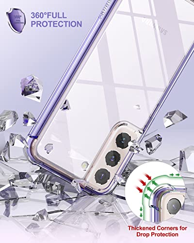 SURITCH for Samsung Galaxy S22+ Plus Clear Case 6.6" (Only), [Built-in Screen Protector] Full Body Protective Hard Shell+Soft TPU Phone Case for Samsung S22 Plus -(Lavender Blue Edge) - color: Lavender Blue Edge