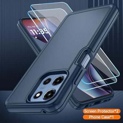 for Motorola Moto G 5G 2025/2026 Case with HD Screen Protector, Moto G Play 2026 Heavy Duty Shockproof Military Grade Full Body Protection Phone Cover (Sapphire Blue) - color: Sapphire Blue