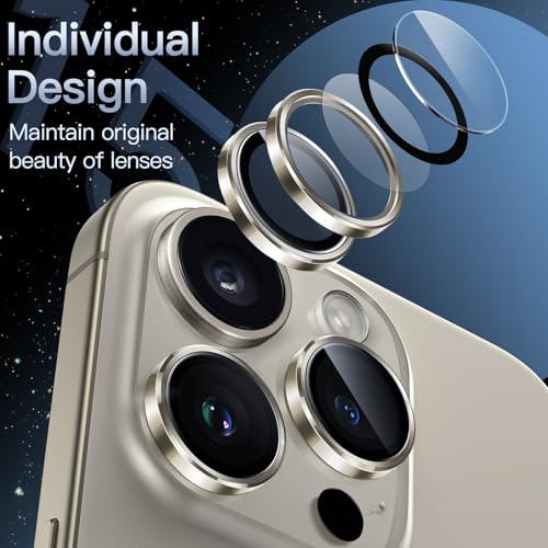 JETech Camera Lens Protector for iPhone 15 Pro/15 Pro Max, Natural Titanium - color: Natural Titanium