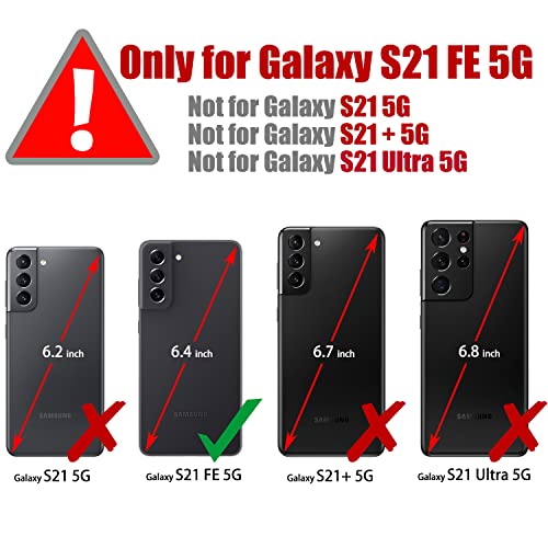 Samsung Galaxy S21 FE 5G Wallet Case with Card Holder RFID Blocking Kickstand Magnetic,Leather Flip Case Wallet for Samsung Galaxy S21 FE 5G 6.4 Inch (Black) - color: Black, size: S21 FE 6.4"