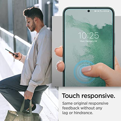 Spigen GlasTR EZ FIT Tempered Glass Screen Protector for Galaxy S22 Plus | 9H+ Tempered glass, Scratch resistance, Auto-align tray, Lab-tested 100% clarity, Original touch, Case-friendly, 2 Pack