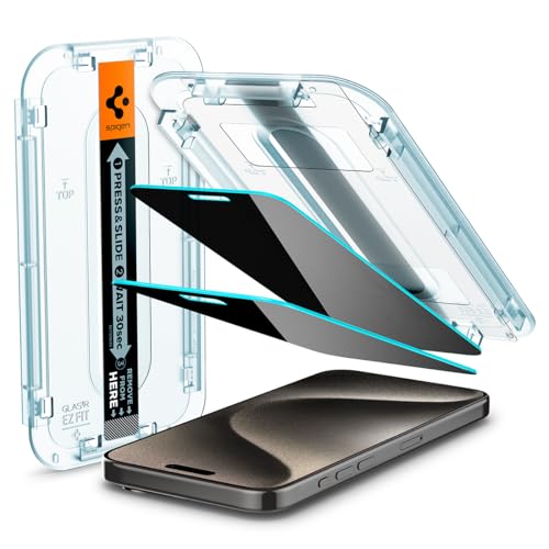 Spigen GlasTR EZ FIT Privacy Screen Protector for iPhone 15 Pro Max - size: iPhone 15 Pro Max