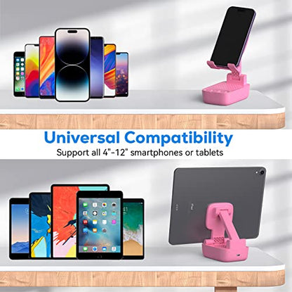 comiso Phone Stand with Bluetooth Speaker, HD Stereo, Adjustable - color: Pink