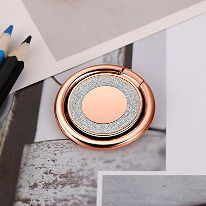 Cell Phone Ring Holder Finger Kickstand Turns 360° Degrees & 180° Degrees Adjustable to Fit Your Needs Helps Stabilize Phone for Selfies iPhone Stand Phone Grip Circle Bling 52014 (Rose Gold) - color: Rose Gold