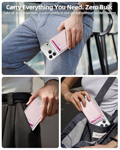 For Magsafe Wallet with Money Clip, 5 Card Holder, Adjustable Stand | Strongest Magnetic Wallet for iPhone 17/16/15/14/13/12 Series, ID Window, RFID Blocking, Not for 13/12 Mini, Pearl Pink - color: Pearl Pink