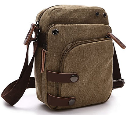 Mini Crossbody Bags for Women and Men - Small Purses and Handbags - Travel Bag - Canvas Shoulder Purse - color: Khaki