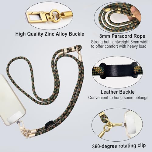 DAOSUN Phone Lanyard CellPhone Strap Crossbody, 3 in 1 Detachable Anti Theft Phone Cross Body Strap - color: Camouflage-8mm Paracord