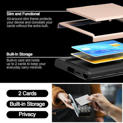 AICase for Samsung S25 Ultra Case with Card Holder [Store 2 Cards] Dual Layer Heavy Duty Protective Hidden Card Slot Slim Wallet Case 6.9'' 2025_7 - color: Rose Gold with Card Holder