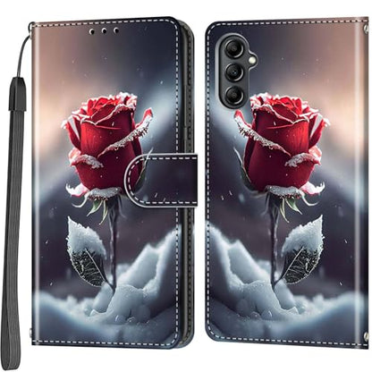 Case Wallet for Samsung Galaxy A14 5G, Snow Rose | Kickstand, 3 Card Holder, Shockproof TPU Interior Shell, PU Leather, Magnetic Flip Cover, Lanyard Strap - color: Pic:03