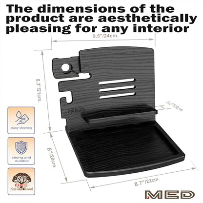 MED Wood Phone Docking Station Nightstand Desk Organizer for Phone, Watch, Wallet & Tablet Gift for Men, Husband, Father's Day, Dad & Women Model 1 (Black) - color: Black