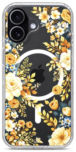 Ranz Clear Case Compatible with MagSafe for iPhone 17 – Transparent Orange Rose Flower Case for Women Girls, Anti-Yellowing Slim Shockproof Protective Cover - Rose Blossom - color: Rose Blossom, size: iPhone 17