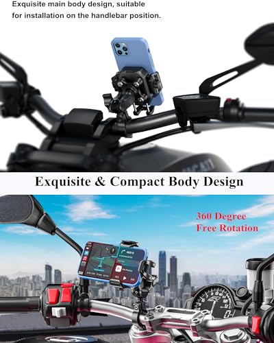 BRCOVAN Anti-Theft Motorcycle Phone Mount with Vibration Dampener, 1S Lock