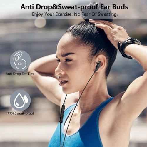 Wired Headphones USB C Earbuds Digital Sound Earphone with DAC Chip and Mic - color: Black