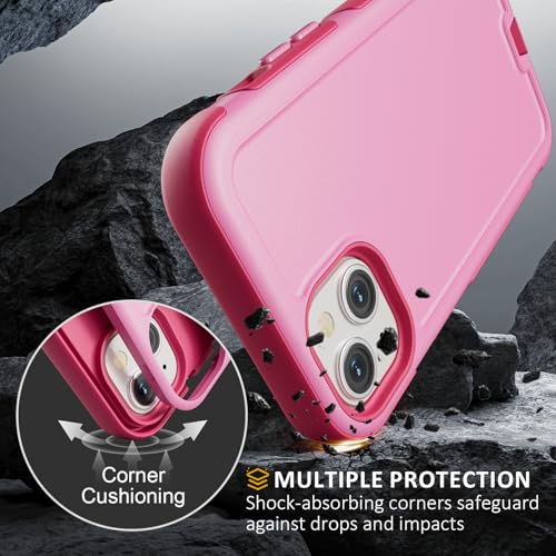 Follaroma for iPhone 13 Case, Heavy Duty Magnetic Cases, Pink, 6.1" | Compatible with MagSafe, Heavy Duty Shock proof,Military-Grade Anti-Drop Protective,Dual Layer Magnetic Protection Phone Case - color: Pink