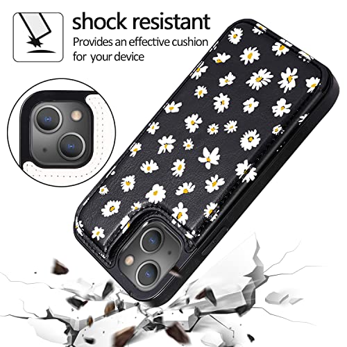 uCOLOR for iPhone 13/14 Wallet Case with Card Holder Daisy | PU Leather RFID Blocking for Women Men Magnetic Clasp Kickstand - color: Daisy