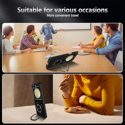 Magnetic Case for Samsung Galaxy Z Flip 5, [Compatible with MagSafe] Military Grade Shockproof Slim fit Samsung Z Flip 5 Phone Case with Magnetic Ring Kickstand, Black - color: Black, size: Samsung Galaxy Z Flip 5