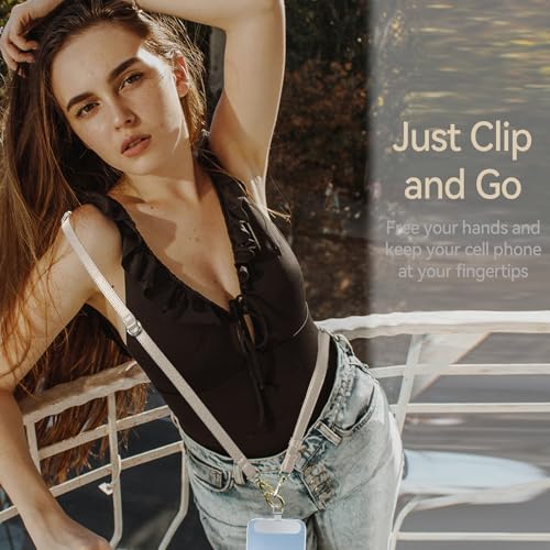 Clip and Go Phone Strap Crossbody Wrist 2 in 1 Leather Lanyard with Tether Hanging Loops Adjustable Anti-Theft Purse Replacement Handbag Long Thin Shoulder Neck Straps for All Phones Keys Bags Beige - color: Beige