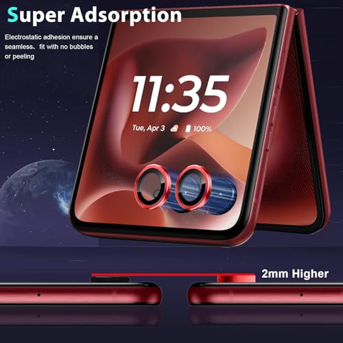 Zeking (2 Set) for Motorola Razr 60/ Razr 2025 Camera Lens Protector, Scratch-Resistant HD Clarity Ultra-Thin 9H Tempered Glass with Aluminum Edging, Individual Metal Lens Cover (Red) - color: Red