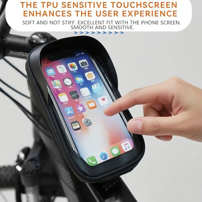 Bike Phone Mount Bag, Waterproof Bicycle Phone Holder with Touchscreen & Sun Visor, Frame Phone Bag Fits Up to 7 Inch Phones for Cycling Commute - style: Arc