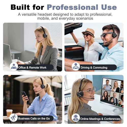 BlueFire Bluetooth Headset with Microphone, Single-Ear On-Ear Headphones, Lightweight & Comfortable, Clear Call Noise Reduction, Multipoint Connection for Truck Drivers, Office & Call Center
