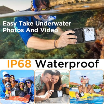 AICase Waterproof Phone Case,Universal Self-Check Function Underwater Pouch Dry Bag Beach Floating Shower Snorkeling for iPhone 16/16pro/15/15pro/14/14pro/13/13pro/12/12pro,11pro/xs/x for 6.3" Black - size: iphone 6.3"