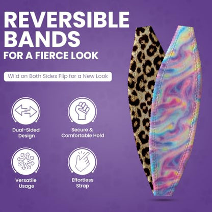 Switchbands Animal Print Phone Grip Strap – Reversible Elastic Strap, Drop Protection, Adhesive-Free, Arthritis Friendly, Wireless Charging Compatible, Universal Fit – Leopard & Pink Tie dye - color: Leopard & Pink Tie dye, size: Pack of 1