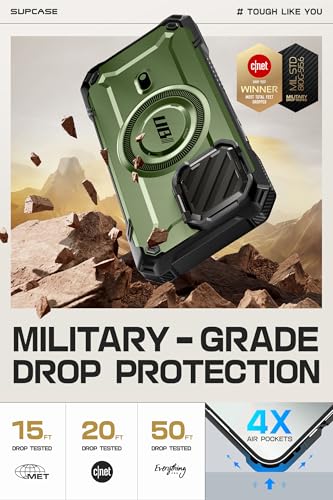 SUPCASE for iPhone 17e/16e Case with Camera Cover Stand, Green | Compatible with MagSafe, Built-in Kickstand, Military-Grade Protection, Magnetic Phone Case for iPhone 15/14/13, UBMag XT - color: Guldan