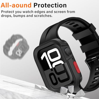 Amizee Rugged Case Compatible with Apple Watch Case Series 11/10 42mm, Soft TPU Shockproof Bumper Drop Proof Protective Cover Compatible with iWatch - Black - color: Black, size: 42 mm