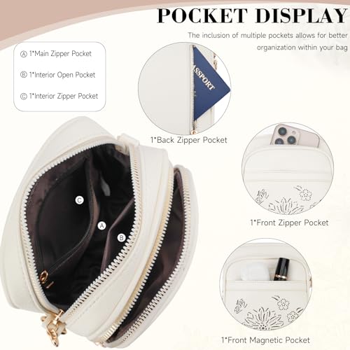 Small Crossbody Bags for Women, RFID Phone Purse with Card Slots, Triple Compartments Lightweight Shoulder Bag - color: 8-white