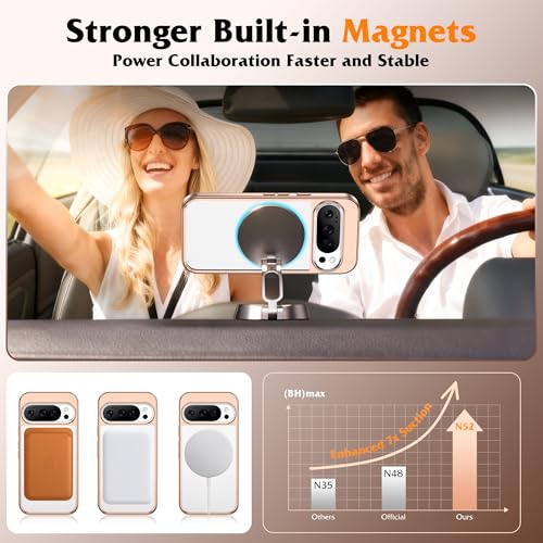 Compatible with Clear Google Pixel 10 Pro XL Case & Google Pixel 9 Pro XL Case 6.8'' with 360° Magnetic Ring Stand [Plating Phone Cases],Desert Gold - color: Desert Gold, size: Pixel 9 Pro XL & Pixel 10 Pro XL
