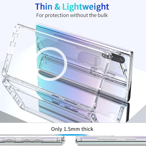 Magnetic Case for Samsung Galaxy Note 10+ Plus Case,Clear | Compatible with Mag-Safe, Military Grade Drop-proof Shockproof Anti-Yellowing Anti-Scratch Protective Transparent Cover - color: Note 10 Plus-Clear, size: Galaxy Note 10 Plus