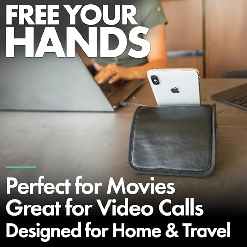 Flight Flap Airplane Phone Holder - Foldable Phone Stand for Plane Travel - color: Vegan Leather, size: Large